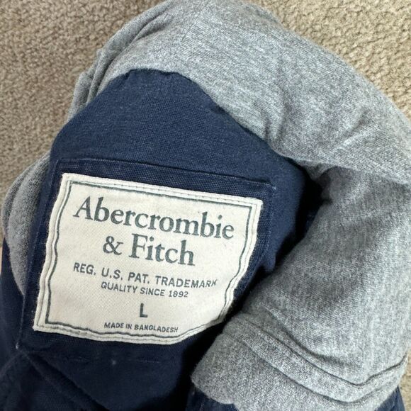 Abercrombie & Fitch Jacket Mens Size Large Navy Button Front with Hood Military - Picture 9 of 10